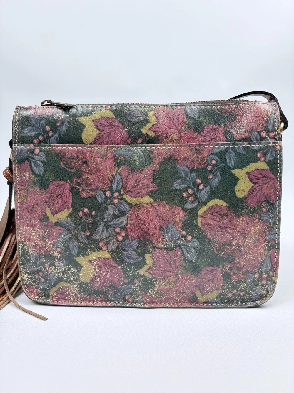 Patricia Nash Floral Leather Crossbody Shoulder Bag Purse